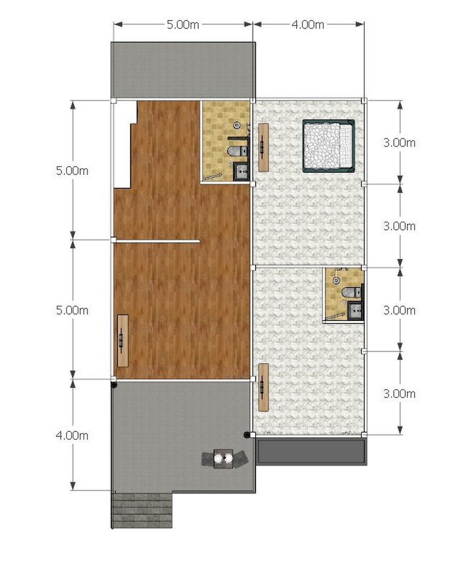 บ้านชั้นเดียวทรงปั้นหยา2นอน2น้ำ-5