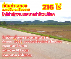 ขายที่ดินเชียงราย แม่จัน 216 ไร่ ใกล้สำนักงานเทศบาลท่าข้าวเปลือก ทางไปท่าเรือพาณิชย์เชียงแสน