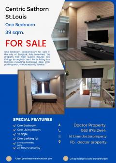 ถูกสุดในโครงการ คอนโดใจกลางสาทร Centric Sathorn-St. Louis 1 ห้องนอน 39 ตรม. ตกแต่งพร้อมอยู่ 