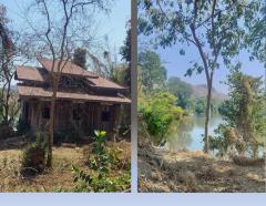 ขายที่ดินติดแม่น้ำพร้อมบ้าน 2 ชั้น 3 ไร่ ถ. ลิ้นช้าง – บ้านเก่า ต.วังเย็น กาญจนบุรี ด้านหน้าติดถนน 2 ด้าน เหมาะ ร้านอาหาร โฮมสเตย์ 