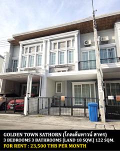 [ให้เช่า] FOR RENT GOLDEN TOWN SATHORN / 3 bedrooms 3 bathrooms / 18 Sqw. 122 Sqm. **23,500** CLOSE TO BTS WUTTAKAT