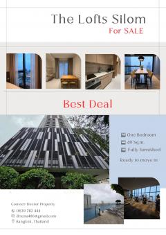 ถูกสุดในโครงการ  ขายเดอะลอฟท์ สีลม 1 ห้องนอน 49 ตรม.  แถมเฟอร์นิเจอร์ พร้อมเข้าอยู่ Best Deal! The Lofts Silom for Sale  One Bedroom, 49 Sq.m., Fully Furnished  Ready to move in!