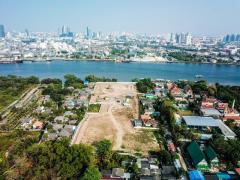 ขายที่ดินในคุ้งบางกะเจ้า ติดแม่น้ำเจ้าพระยา ราคาถูก ที่ดินถมแล้ว 18-0-76.4 ไร่  ขายตารางวาละ 54,972 บาท Tel: 081 303 6969