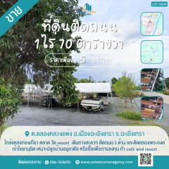 ขายที่ดินคลองหลวงแพ่ง ฉะเชิงเทรา เนื้อที่ 1 ไร่ 70 ตารางวา ใกล้ถ.สุวินทวงศ์304 ใกล้แหล่งท่องเที่ยว เดินทางสะดวก