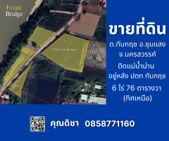 ขายที่ดินเปล่า  6 ไร่ 76 ตารางวา  ติดแม่น้ำ ต.ทับกฤช  อ.ชุมแสง จ.นครสวรรค์ 